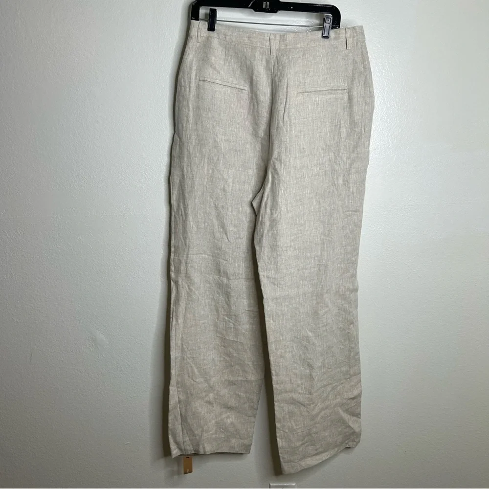 NEW Reformation Alex 100% Linen Trouser Pant In Oatmeal Size 12